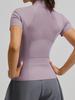 Juyitang Verano Nuevo Camiseta de Manga Corta para Correr y Yoga al Aire Libre para Mujer con Media Cremallera Aspecto Adelgazante Ropa de Fitness de Alta Elasticidad Top