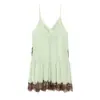 Para Comercio Exterior Europeo y Americano Transfronterizo Ropa de Mujer Aliexpress Más Vendido de Verano Bloque de Color Encaje Parcheado Tirantes Minivestido