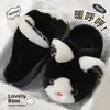 Lindas Zapatillas de Felpa de Gato de Algodón para Mujer, Uso en Casa Otoño/Invierno, Felpa Plus Cálidas Antideslizantes Suaves Lindas Zapatillas de Piel de Punta Cerrada para Mujer