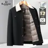 Chaqueta de Plumas para Hombre con Cuello de Pana y Lana de Cordero 90% Plumón de Pato Blanco Ropa de Abrigo para Edad Media y Jóvenes Otoño/Invierno Chaqueta de Plumas de Estilo Workwear con Caída
