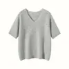 Top de punto de cachemir de manga corta para mujer, camiseta interior de lana con cuello en V, nuevo estilo versátil de principios de otoño europeo y americano