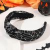 Faixa de Halloween Europeia e Americana Transfronteiriça de Platina Estilo Sombrio Teia de Aranha Caveira Acessório de Cabelo Moderno Novo Estilo Amarrada Aba Larga Pérola