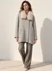 Casaco de Visão de Outono/Inverno 2025 Casaco de Lã Dupla Face para Mulheres Baixas Casaco Quente Casual Casaco 100% Lã Feminino