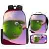 Monstruo de Pelo Verde Grinch Transfronterizo Nueva Mochila Escolar Mochila de Dibujos Animados Set de Tres Piezas Bolso Estuche para Lápices