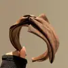 Faixa de cabeça de alta qualidade estilo coreano com aba larga, faixa de cabelo de tricô para outono e inverno, presilha para franja da testa, acessório de cabelo estilo vintage