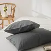 Fronhas de Algodão Lavado de Cor Sólida, um Par de Fronhas Individuais Novas de Algodão Puro, um Par de Capas de Forro para Uso Doméstico Duplo