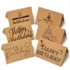 Al por mayor transfronterizo Inglés Feliz Cumpleaños simple papel kraft creativo tarjeta de felicitación de agradecimiento tarjeta pequeña plegable de cumpleaños