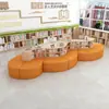 Estante de Livros para Biblioteca Escolar Sofá Combinação Curva Criativa Formato Área de Leitura Estante Armazenamento Área de Descanso Banco