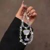 Cordón para Teléfono de Cristal Translúcido Estilo Coreano Estilo Ins con Cuentas Azul Océano Diseño de Nicho Llavero Portátil Accesorio para Bolso