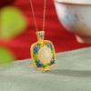 Yuebao Jewelry S925 Prata Esterlina Banhado a Ouro Hetian Jade Guochao Esmalte Xiangyun Pingente Sachê de Lótus Oco Pingente de Prata