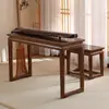 Nova Mesa e Banco Estilo Chinês Guqin Mesa de Ressonância Qin Mesa de Estudo Zen Mesa de Estudos Chineses Mesa de Caligrafia Madeira Maciça Mesa para Copiar Sutras Mesa Qin para Guzheng Pintura e Caligrafia