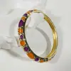 Yongge Jewelry Pulsera de Esmalte Transfronteriza Europea y Americana para Mujer Moderna Colorida Geométrica Rayada de Puntos Filigrana con Borde Dorado Accesorio de Mano