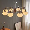 Lámpara de araña de bola de cristal estilo vintage crema Red Love Home Rama flor retro francesa Iluminación de sala de estar dormitorio Lámpara de araña de lujo ligero