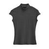 Sexy luz madura estilo meia gola voadora manga t-shirt top para mulheres 2024 verão novo slim emagrecimento manga curta