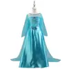 Vestido de Princesa Elsa con Velo para Niñas, Bata de Manga Larga, Set de Corona Larga, Disfraz de Performance Infantil
