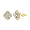 Pendientes de botón de plata de ley S925 de estilo coreano para mujer, con incrustaciones de circonita de color caramelo y trébol, pendientes femeninos de moda diaria, venta al por mayor