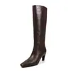 Estilo diosa de piernas largas, todo piel genuina, colección otoño/invierno 2026, tacón pequeño grueso, de tacón alto, punta cuadrada pequeña, piel genuina, botines hasta el tobillo para mujer