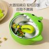 Cuenco de silicona con forma de dinosaurio pequeño para bebé, vajilla infantil, cuenco adicional para comer, cuenco con ventosa, juego de tenedor y cuchara para bebé