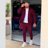 Conjunto de Chaqueta Casual para Hombre de Color Sólido con Cuello Waffle y Pantalones de Manga Larga Envío 72H Transfronterizo Primavera y Otoño