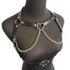Directo de fábrica Europeo y Americano sexy tiras de cuero con cadena de metal sexy cinturón de pecho con joya integrada
