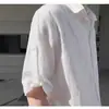 Directamente del fabricante: Camisa de Rayas de Color Sólido para Hombre, Estilo Delgado, Estilo Artístico Perezoso de la Calle Principal, Casual Americano de Gama Alta, Manga de Tres Cuartos