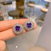 Joyería Zhuang Shengsheng, conjunto de pendientes y anillo con incrustaciones de circonita azul púrpura de imitación de paloma de estilo europeo y americano de lujo