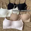 ¡Versión de suéter con escote bajo y tirantes finos! Camiseta interior sin costuras para mujer, copa fina, push-up, sin aros