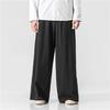 Calças de Algodão e Linho Estilo Chinês Calças Masculinas Largas de Perna Larga Casuais Versáteis Respiráveis Plus Size Calças Masculinas para Homens Gordos