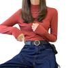Sudeste Asiático popular gola alta básica blusa de baixo top interno suéter de manga longa estilo coreano slim fit suéter afina a silhueta para mulheres