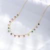 Collar de circonitas redondas de colores en plata esterlina s925 para mujer, colgante de piedras preciosas de colores transfronterizos europeos y americanos, cadena de clavícula arcoíris