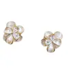 Pendientes de botón de flor de esmalte para primavera/verano, diseño único, versátiles, lujo ligero, compactos, exquisitos, pendientes dulces y elegantes