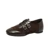 Zapatos casuales para mujer con estampado de leopardo y suelas suaves, nuevo estilo retro francés de otoño 2026, zapatos Mary Jane de doble hebilla para mujer