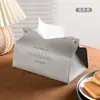 Lightning Warehouse Caja de pañuelos de cuero escandinavo Caja de papel Sala de estar Hogar Cubierta de pañuelos creativa Bolsa de papel Coche Mesa de café Caja de papel