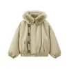 Jaqueta de Algodão com Capuz de Inverno Cattee com Gola de Pelo para Homens e Mulheres, Estilo Curto com Botões de Chifre, Parka de Algodão Grossa Solta Tendência