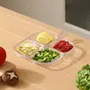 Bandeja Lateral Compartimentada para Guarniciones Cocina Bandeja de Almacenamiento para Cebolla, Jengibre, Ajo Hogar Olla Caliente Plato de Cena de Cuatro Compartimentos Bandeja para Preparación de Salsas Pequeña Bandeja Portaplato