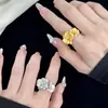 Nuevo Anillo de Orquídea Phalaenopsis Estilo Chino con Diamantes Brillantes para Mujer, Elegante y Fresco, Anillo de Flor Ajustable con Diamantes
