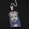 Collar de Moda Azul para Hombre con Colgante de Retrato de Cabello Azul, Estilo Nuevo Clásico, Hiphop, Tendencia, Venta al por Mayor