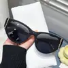 Gafas de Sol Retro Ojo de Gato para Mujer Cara Cuadrada Marco Grande Adelgazantes Nuevas de Alto Nivel Sin Marco Anti-UV