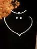 Novo Colar de Strass Transfronteiriço, Conjunto de Três Peças de Luxo Leve de Nicho, Acessórios de Casamento Europeus e Americanos, Elegante Conjunto de Joias para Noiva
