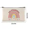 Bolsa de Maquillaje con Cremallera de Lona Transfronteriza, Bolsa de Tocador con Cremallera de Viaje Multifuncional, Bolsa de Lona Arcoíris Inspiradora para Mujeres