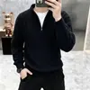 Suéter de Punto Trenzado con Media Cremallera Estilo Old Money Vintage para Otoño e Invierno, Engrosado, para Parejas, Ropa de Punto Casual para Hombre