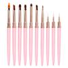 Conjunto de Canetas para Manicure Rosa Transfronteiriço 10 Peças Haste de Metal para Pintar Flor Puxar Linha Pintado Varredura Caneta de Manicure Fábrica