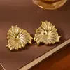 Brincos de Flor Simples Europeus e Americanos para Mulheres, Brincos Exagerados Personalizados, Celebridade da Internet Ccb Brincos de Pétalas de Design de Nicho Multicamadas
