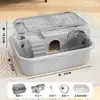 Jaula popular para hámster, caja de almacenamiento pequeña, acrílico transparente de gran espacio, accesorios de lujo portátiles, jaula dorada para hámster