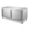 Banco de trabajo con puerta corrediza de acero inoxidable comercial, Mesa de trabajo de alta resistencia, Banco de trabajo con almacenamiento de tabla de cortar transfronterizo, Calidad de exportación
