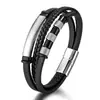 Pulseira de Corda Trançada de Couro PU para Comutador de Moda Transfronteiriça Pulseira Masculina Simples e Moderna com Fecho Magnético de Liga de Zinco Joias Personalizadas