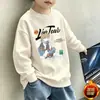 Moletom dopamina infantil para primavera e outono com fleece, nova camiseta básica redonda grande para crianças, blusa quente infantil para outono e inverno