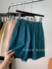 80% Algodón Estilo Coreano Bf Cintura Alta Ropa de Trabajo Un Botón Color Sólido Shorts para Mujer Sueltos Reductores de Edad Pierna Ancha Pantalones Cortos Ajustados Verano 2025