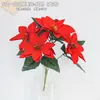 Buquê artificial de cinco garfos flanela flor de Natal flor artificial decoração de feriado planta verde bonsai decoração de atmosfera de feriado de Natal