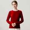 Otoño e Invierno Nueva Camiseta Base de Punto de Cachemira Moda Suave Cómoda Jersey con Dobladillo Enrollado Cuello Redondo Agradable a la Piel Manga Larga para Mujer